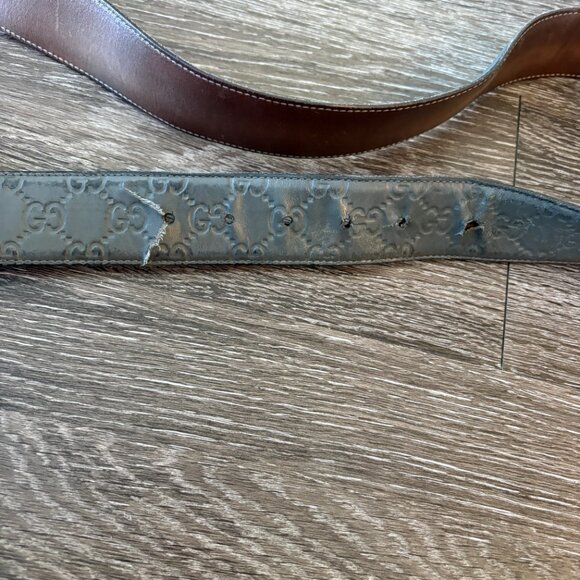 Gucci Interlocking G Leather Belt 90/36 Brown Guccissima 114876 Distressed READ - Picture 5 of 8